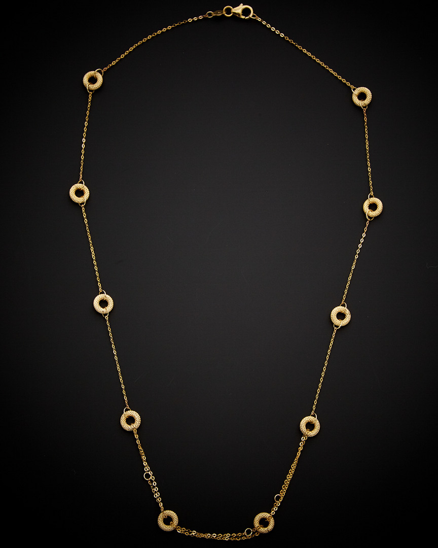 Italian Gold Textured Circles Station Necklace