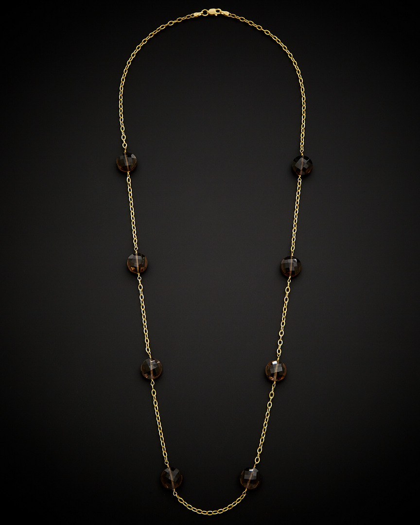 Italian Gold Smokey Quartz Necklace