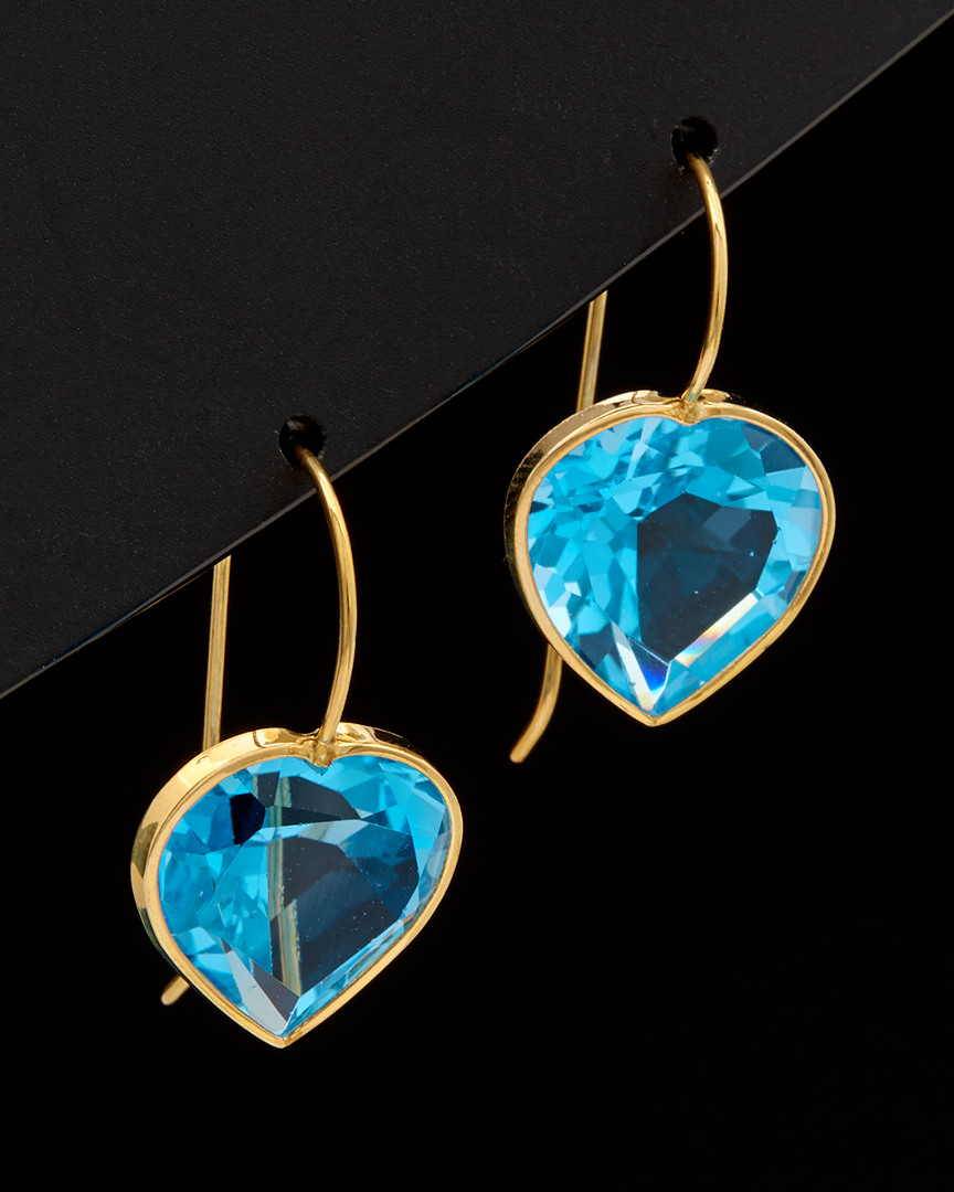 Image of K Italian Gold Blue Topaz Heart Earrings
