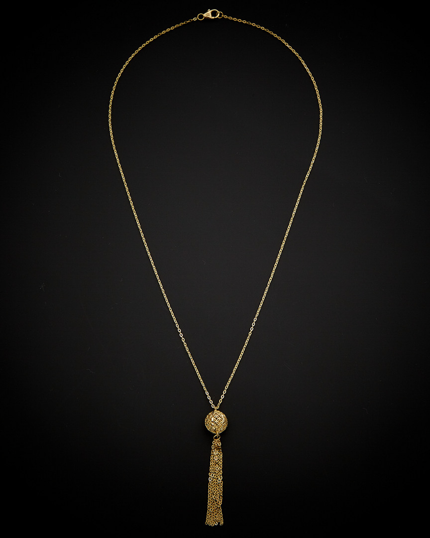 Italian Gold Filigree Bead Tassel Necklace