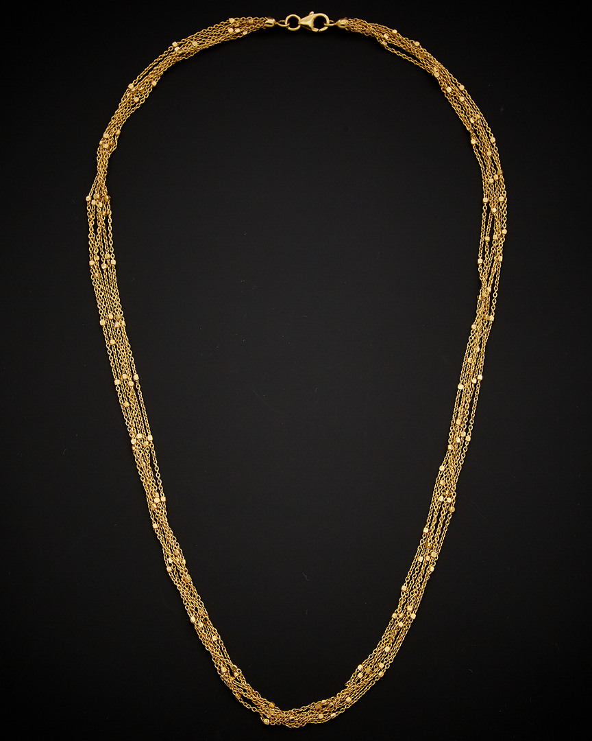Italian Gold 6-strand Cube Station Necklace