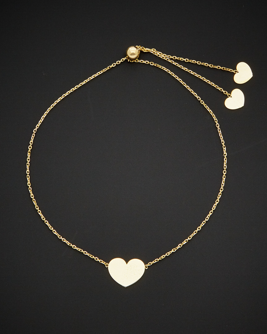 Italian Gold 14k  Adjustable Heart Bracelet