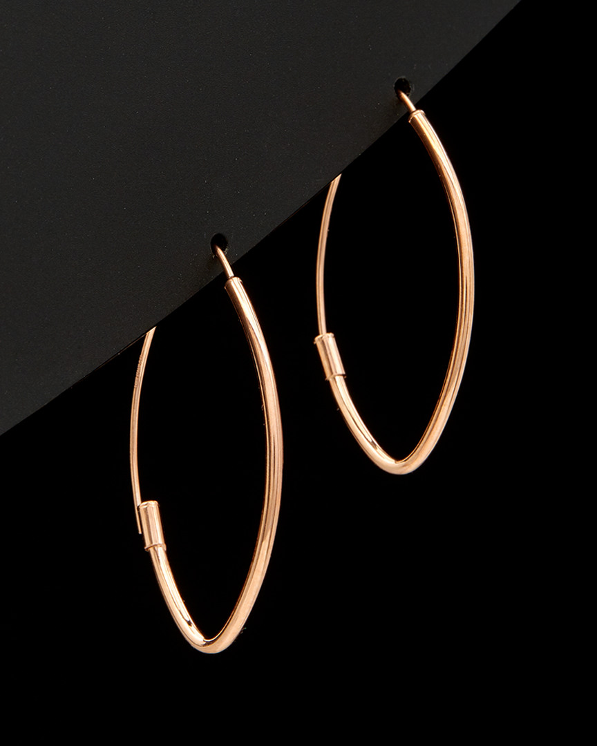 Italian Rose Gold 14k  Marquise Hoops In Nocolor