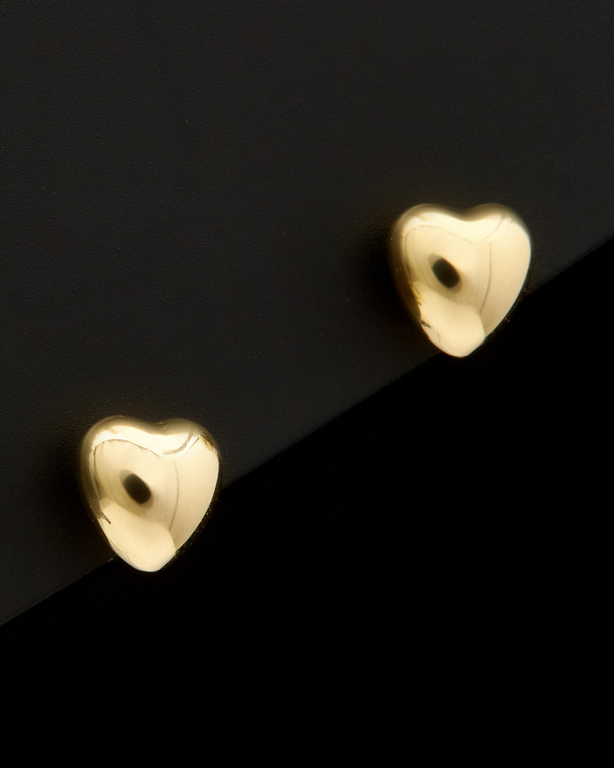 Italian Gold Puffed Heart Studs