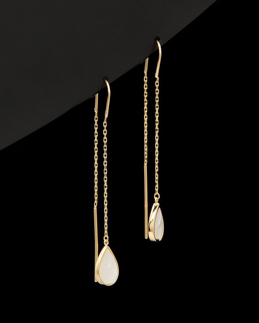 Italian Gold Mother-of-pearl Teardrop Threader Earrings