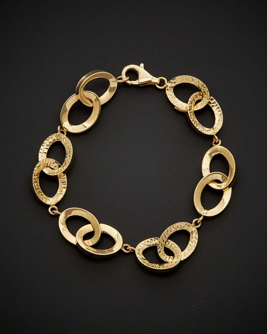 Italian Gold 14k  Polished & Diamond-cut Double Interlocking Oval Bracelet