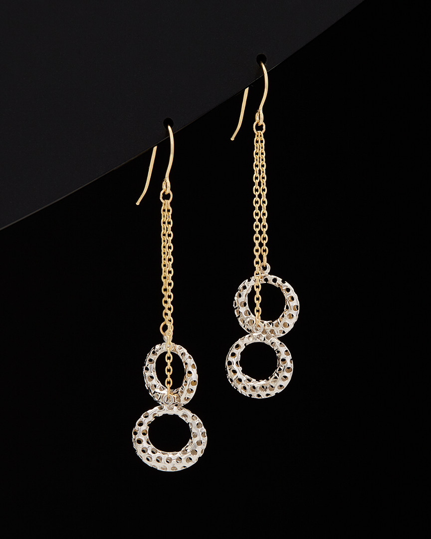 Italian Gold Two-tone Cutout Circles Drop Earrings