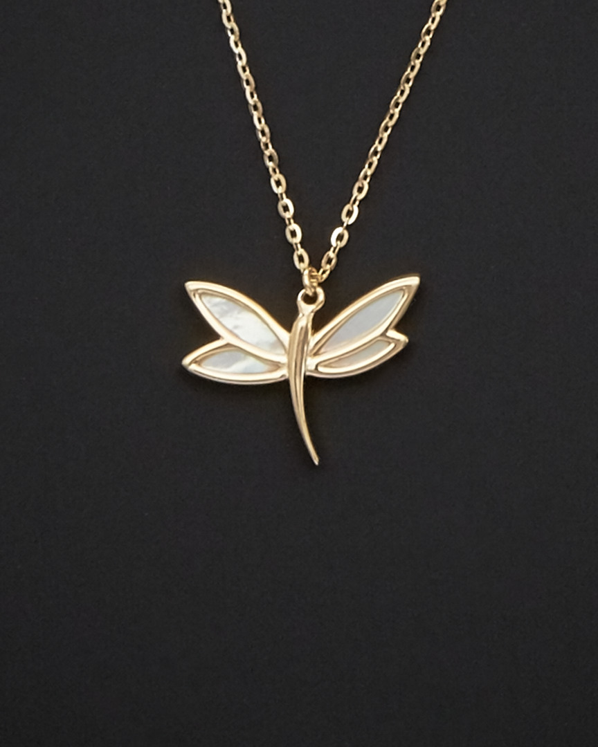 Italian Gold Mother-of-pearl Dragonfly Necklace