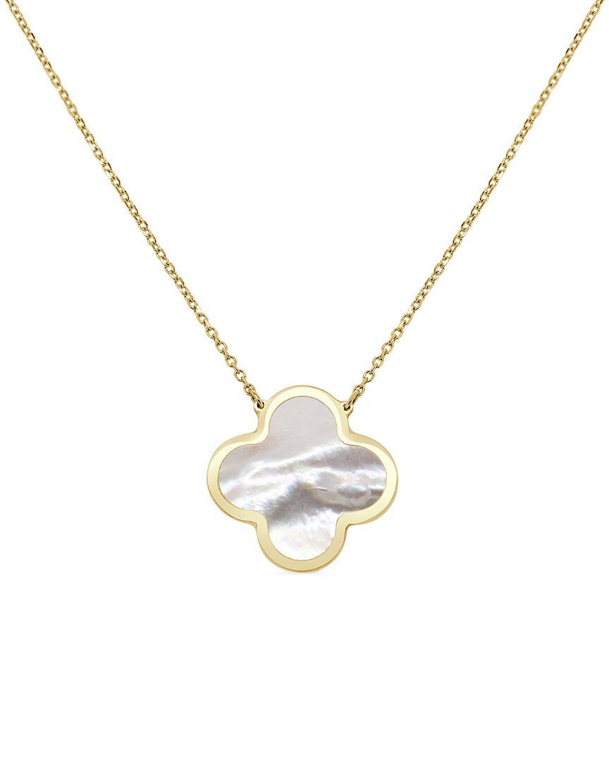 Italian Gold 14k Pearl Clover Necklace
