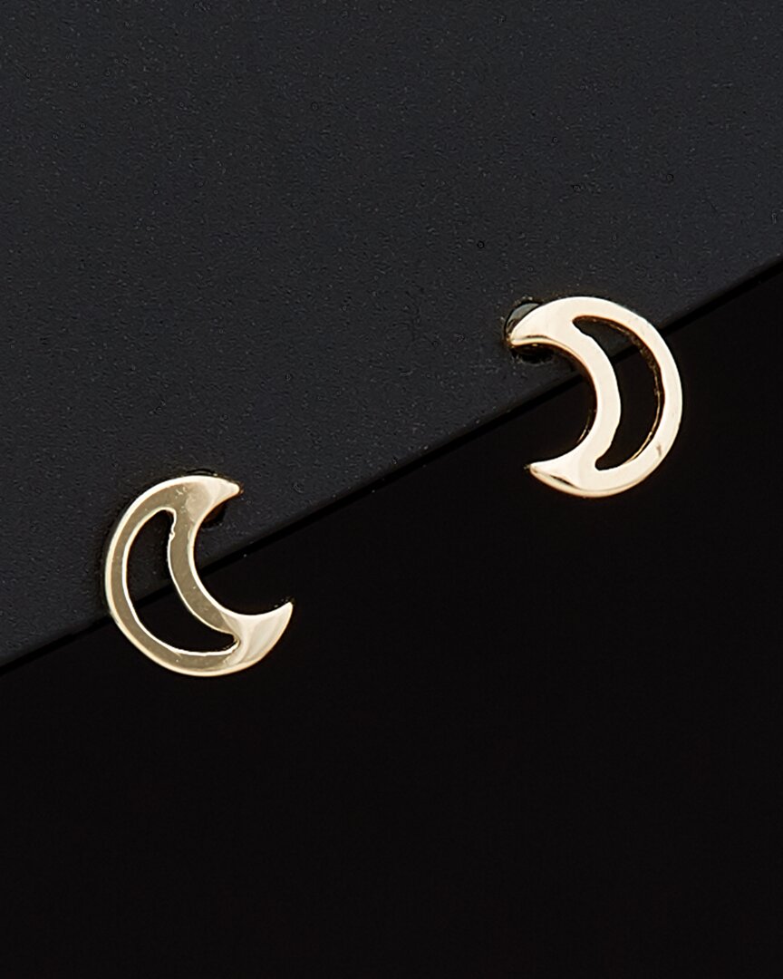 Italian Gold Crescent Moon Studs In Gold