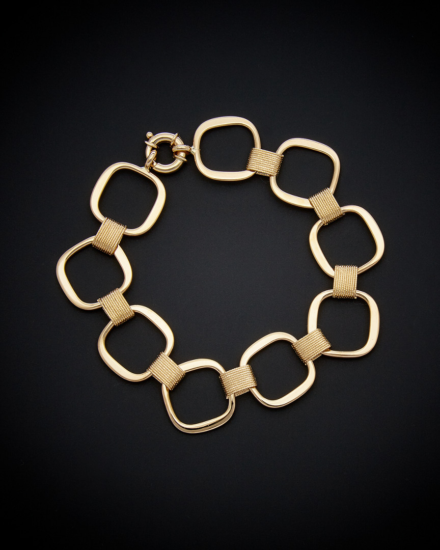 Italian Gold Fancy Square Link Bracelet