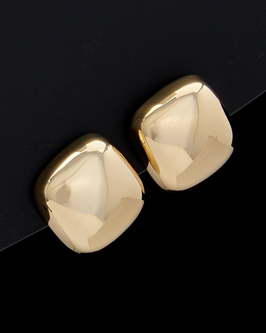 Italian Gold Polished Square Button Studs