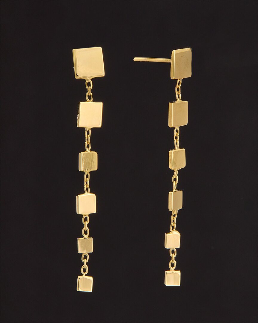 Italian Gold Graduated Square Drop Earrings