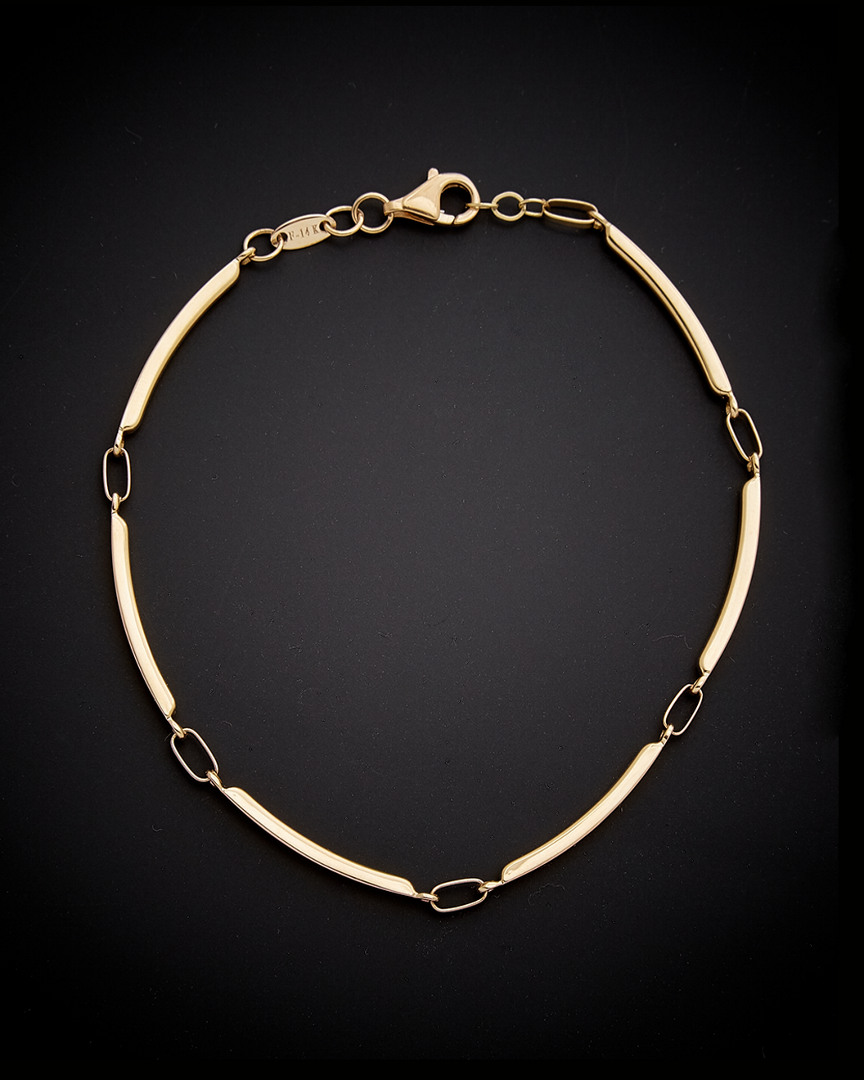 Italian Gold Curved Bar Link Bracelet