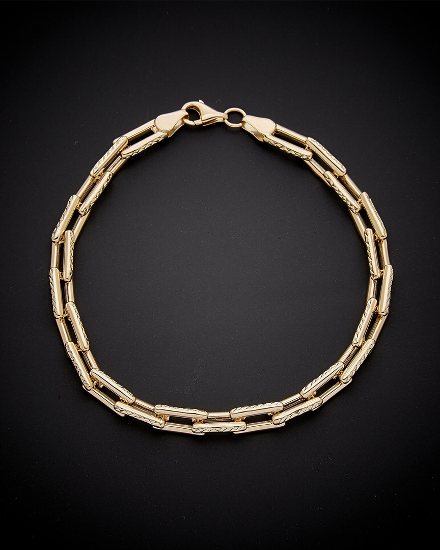 Italian Gold Diamond Cut Rectangular Link Bracelet