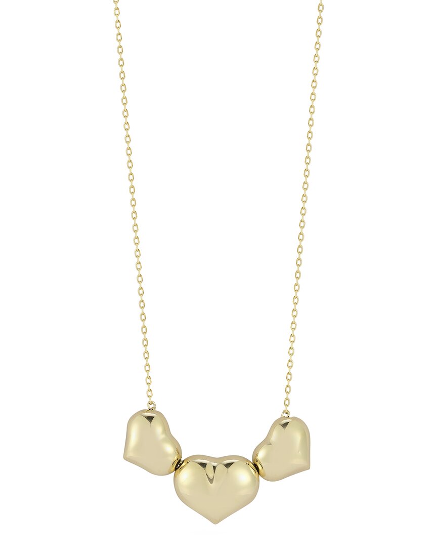 Italian Gold Triple Puffed Heart Necklace