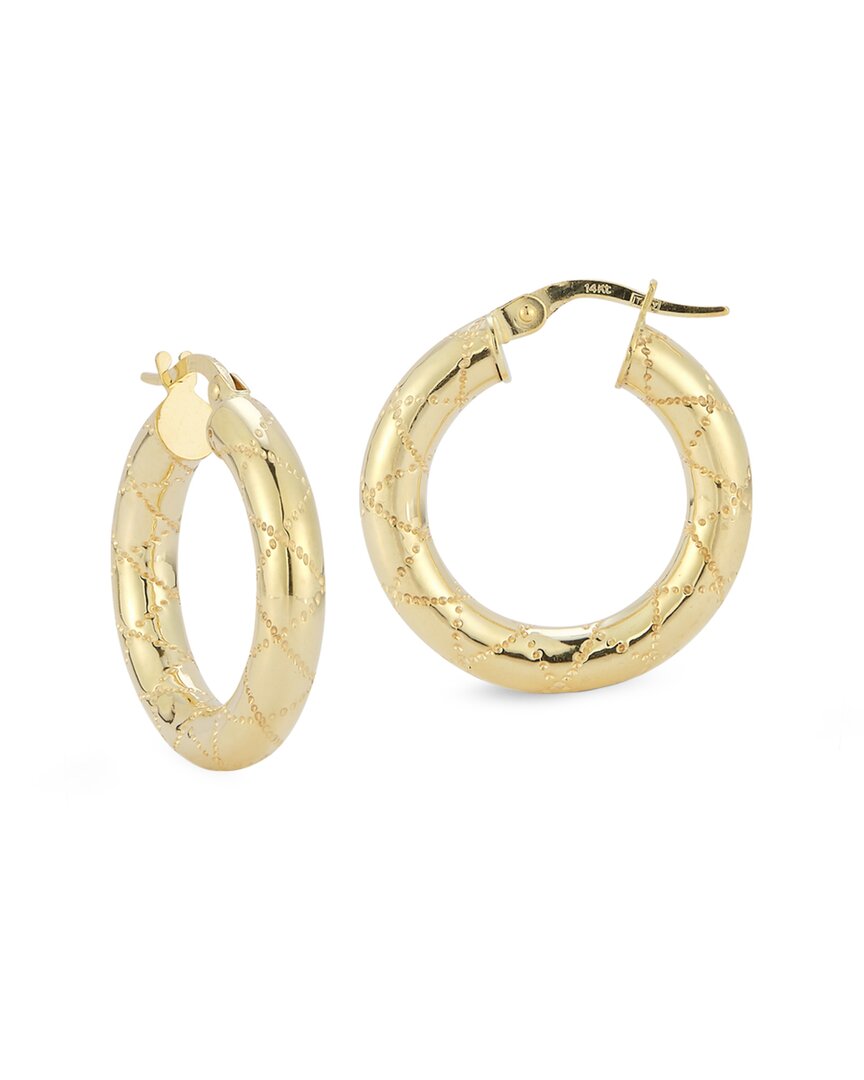 Italian Gold Bold Thick Quilted Small Hoops
