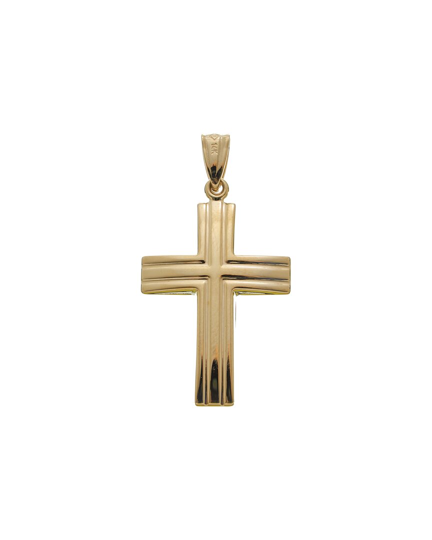 Italian Gold 14k 1-inch Cross Pendant In Gold