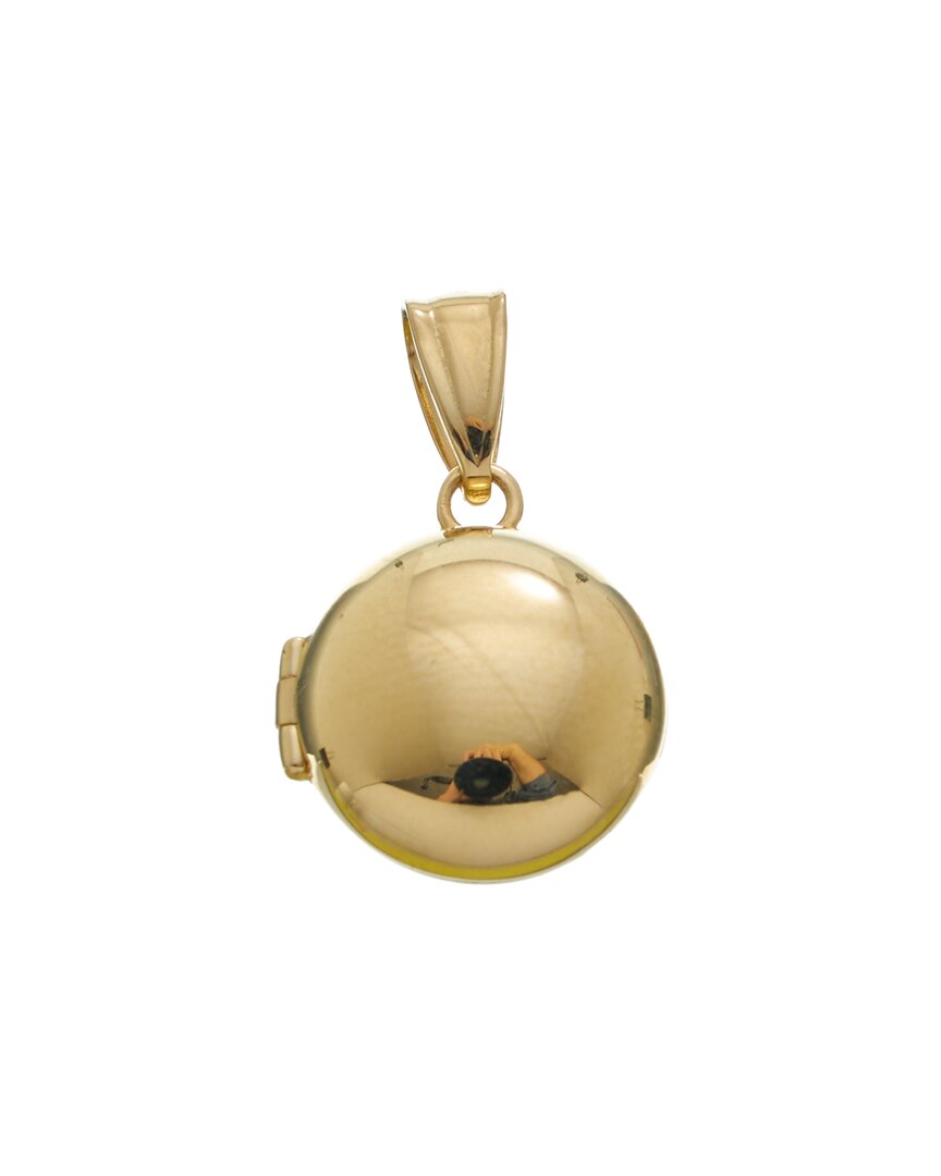 Italian Gold 14k 13mm Puffed Round Locket Pendant In Gold