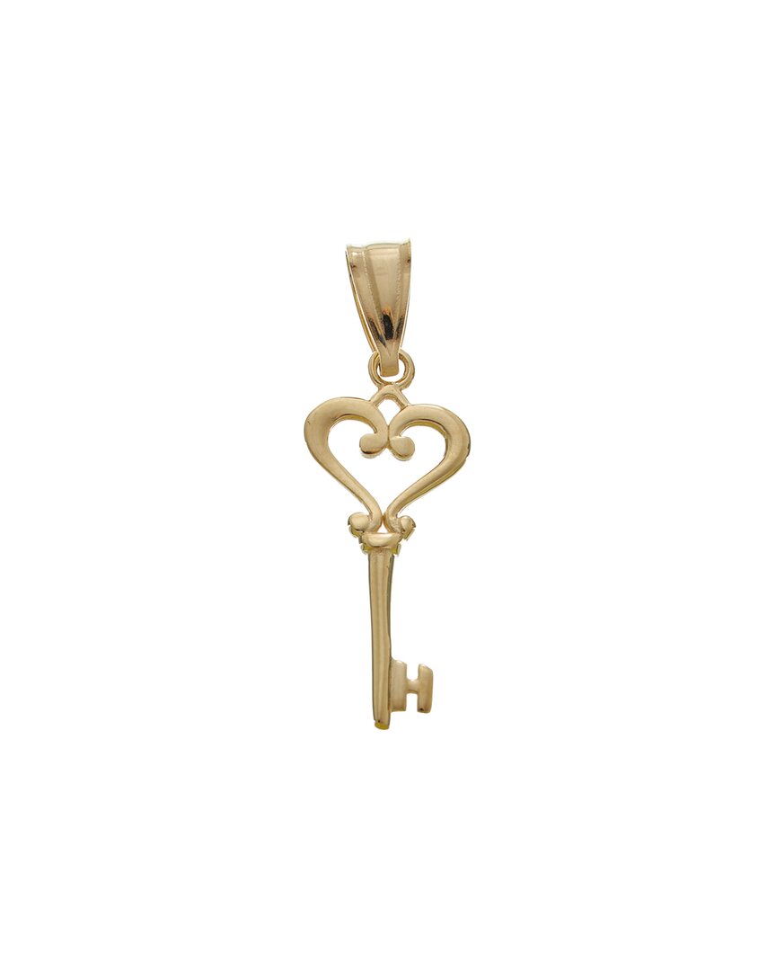 Italian Gold 14k Heart Key Pendant In Gold