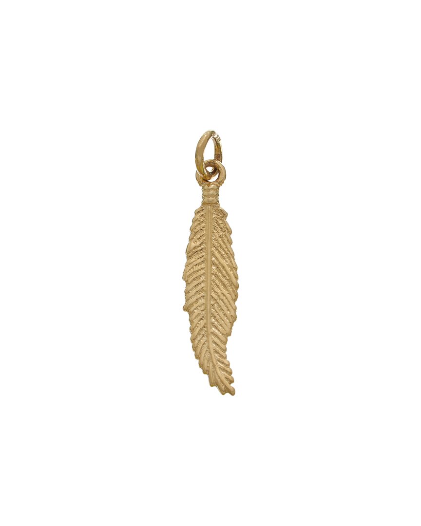 Italian Gold 14k Feather Pendant In Gold
