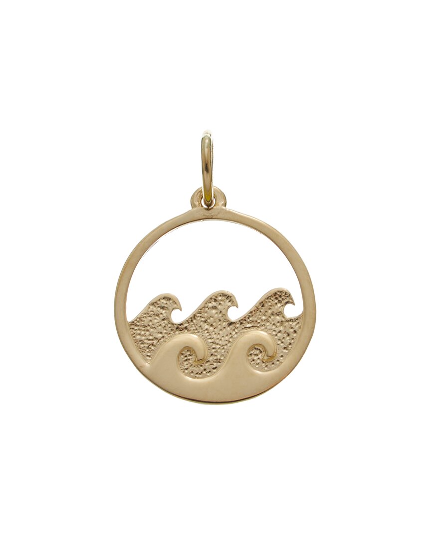 Italian Gold 14k Double Wave Pendant In Gold