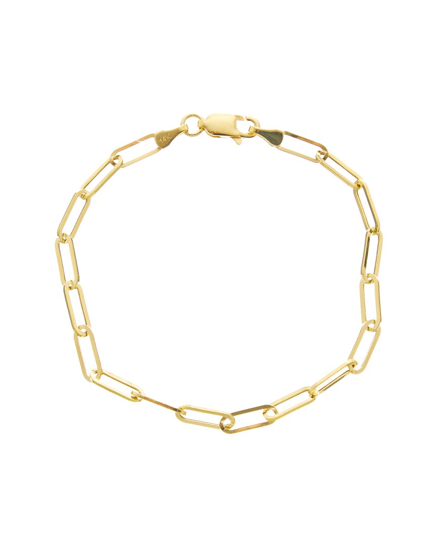 Italian Gold 14k 3.2mm Polished Paperclip Chain Bracelet In Gold