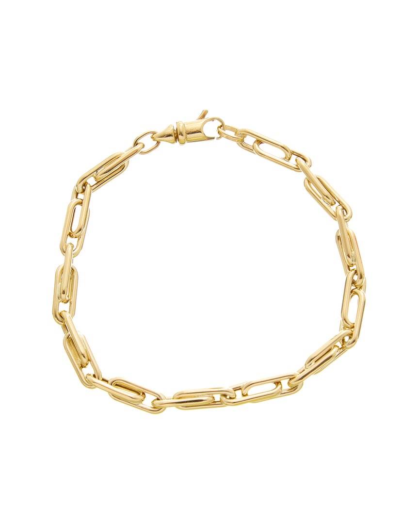 Italian Gold 14k 1.5mm Interlocking Oval Link Bracelet In Gold