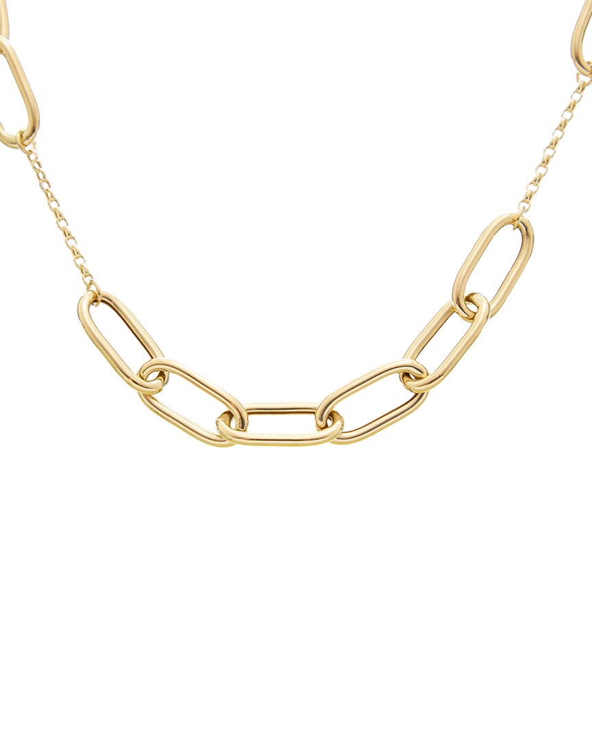 Italian Gold 14k Oval Link Station Necklace In Gold