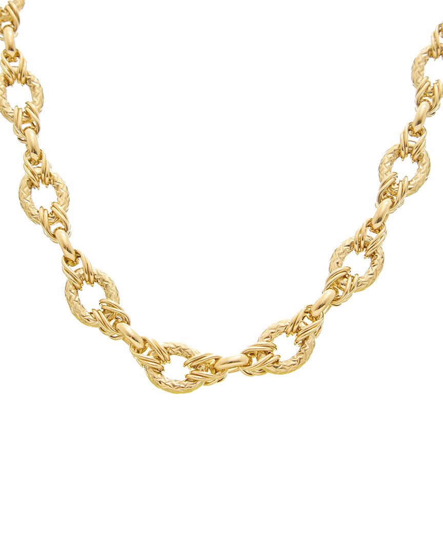 Italian Gold 14k Textured Oval Link Necklace In Gold