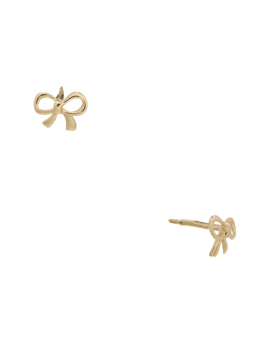 Italian Gold 14k Bow Stud Screwback Earrings In Gold