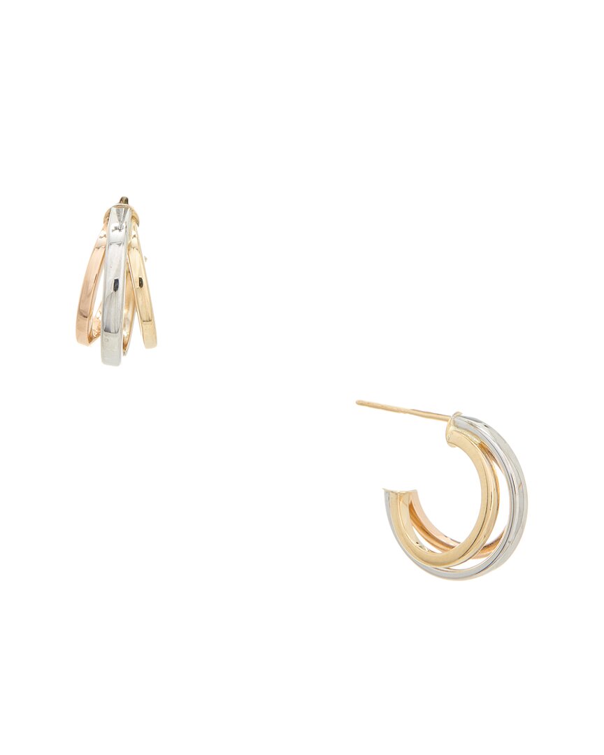 Italian Gold 14k Triple Hoop Earrings In Gold