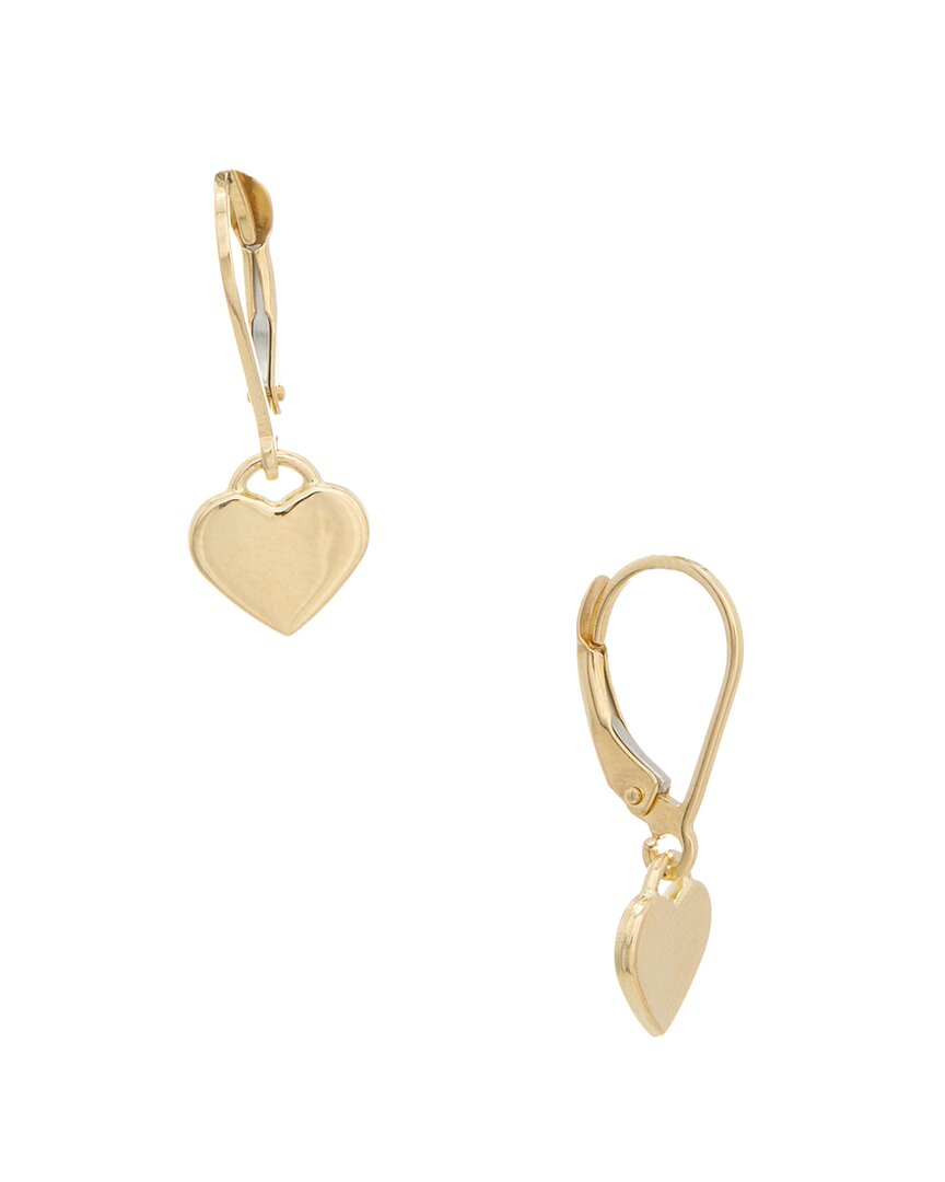 Italian Gold 14k Heart Leverback Earrings In Gold