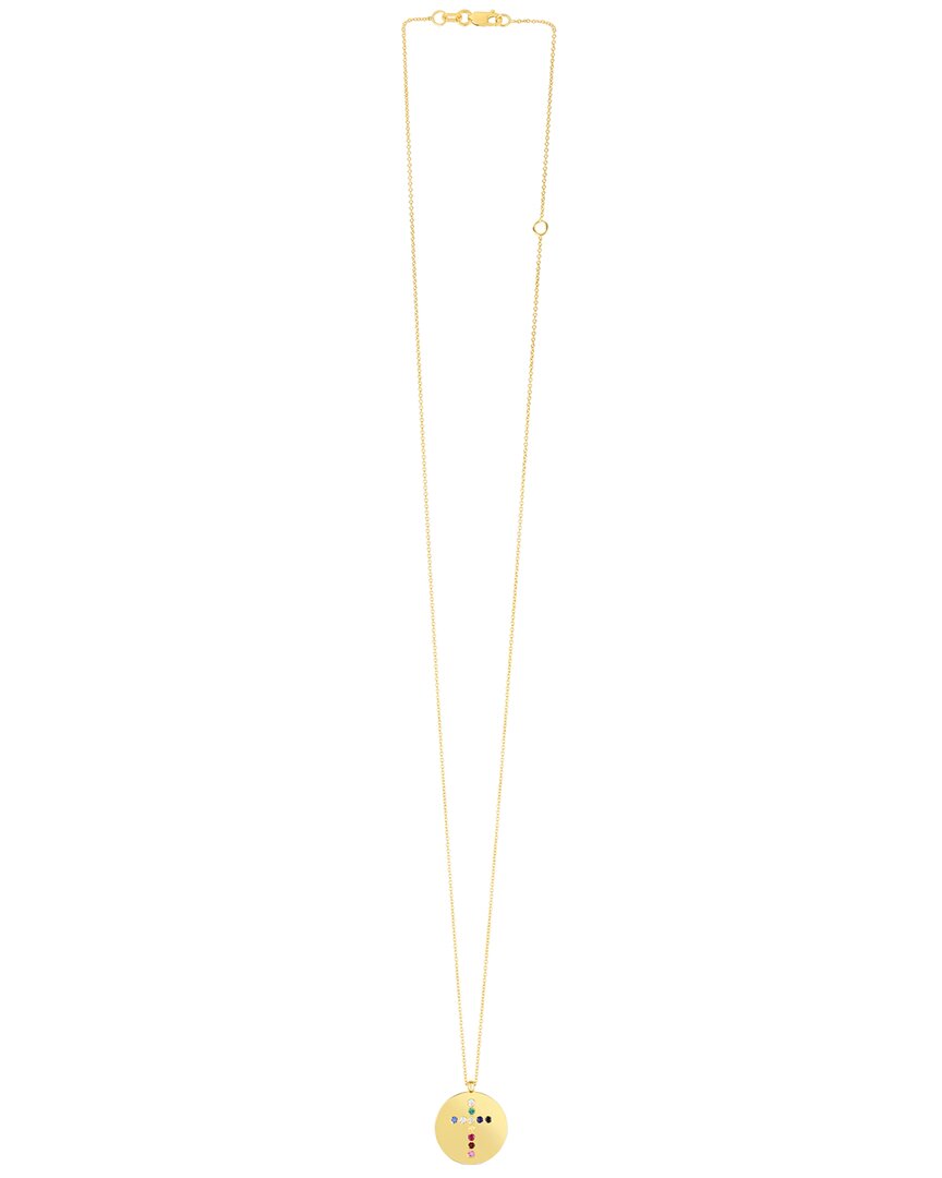 Italian Gold Gemstone Cross Disc Necklace