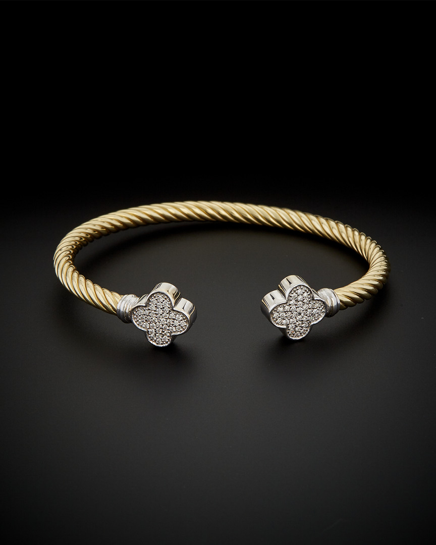 Italian Gold 1.00 Ct. Tw. Diamond Clover Twisted Cable Cuff