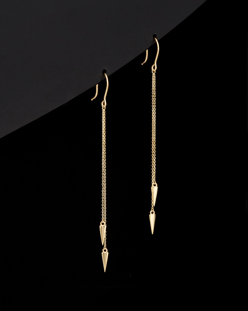 Italian Gold Double Triangle Drop Earrings