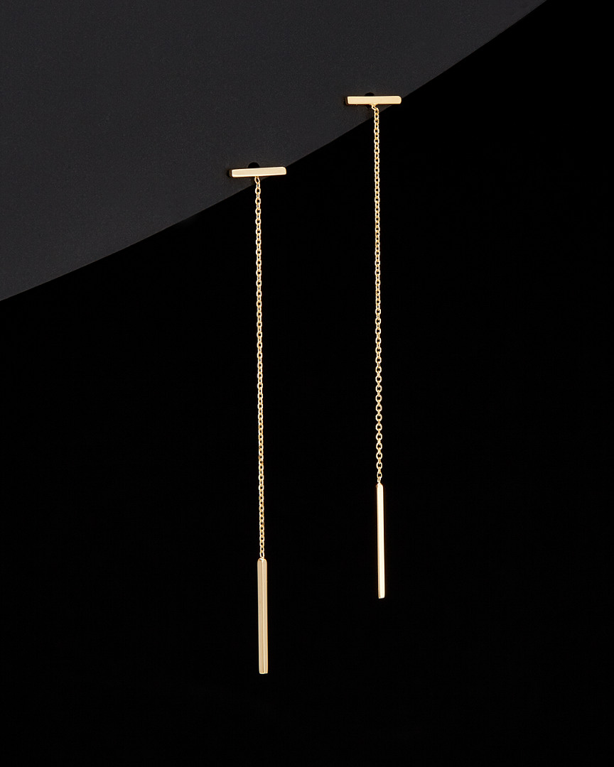 Italian Gold Bar Drop Earrings