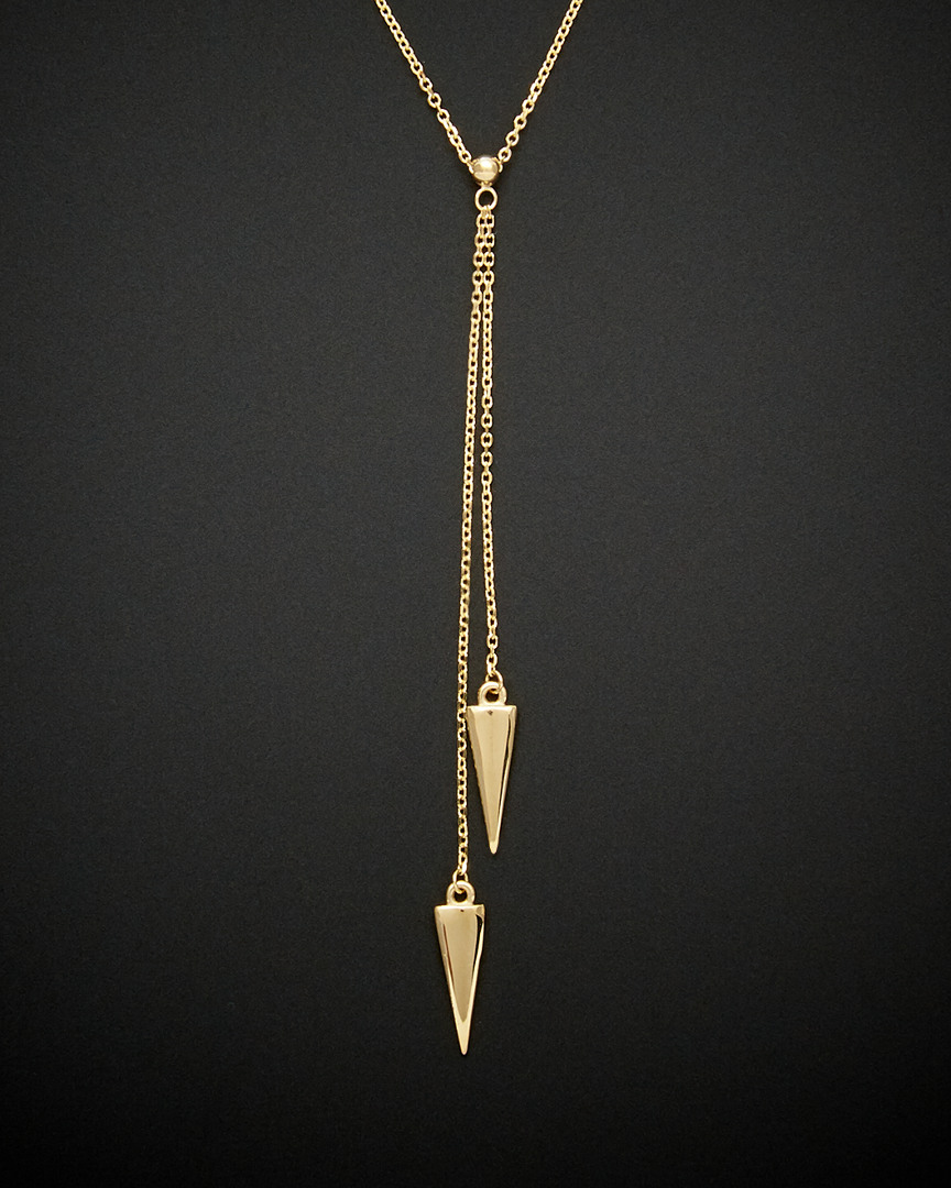 Italian Gold Double Triangle Lariat Necklace