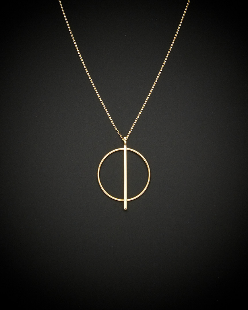 Italian Gold Circle And Bar Necklace