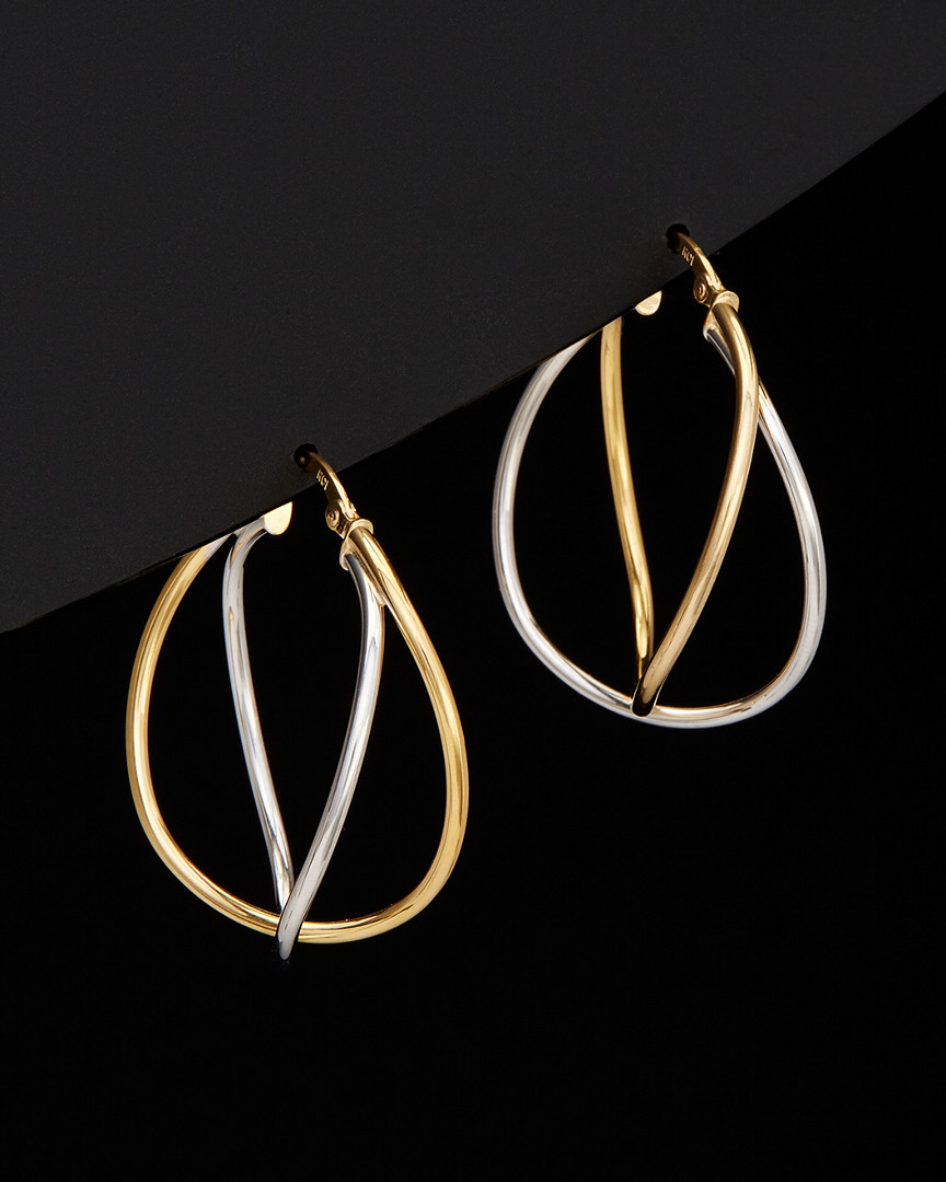 ITALIAN GOLD 14K ITALIAN GOLD TWO-TONE HOOPS