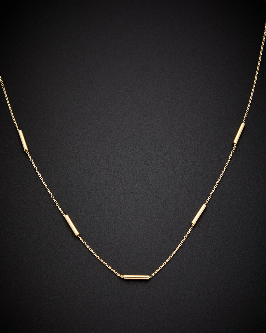 Italian Gold Tube Station Necklace