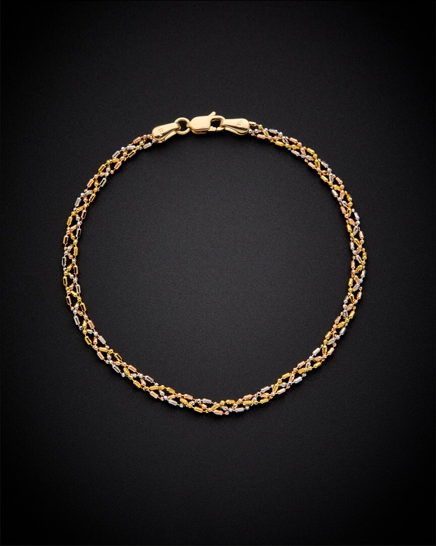 Italian Gold 14k Italian Tri-tone Gold Braided Bracelet