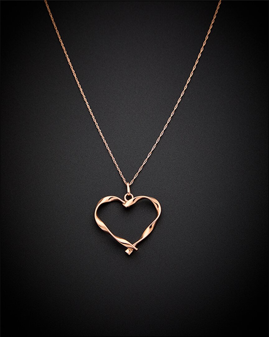 Italian Gold Fremada 14k Italian Rose Gold Open Heart Pendant Necklace