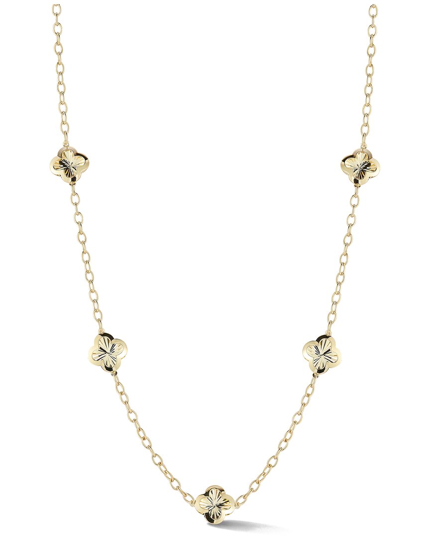Ember Fine Jewelry 14k Cut Clover Station Necklace In Gold