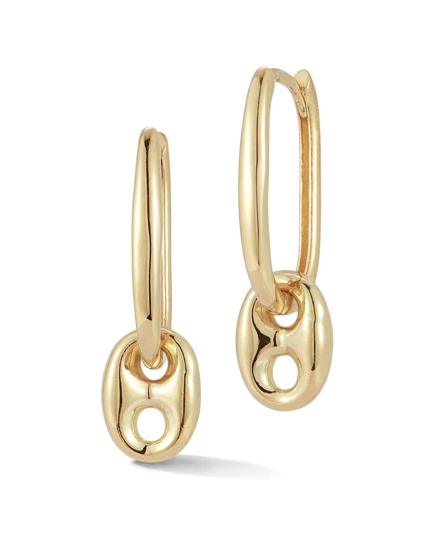 Ember Fine Jewelry 14k Puffed Mariner Charm Earrings In Brown