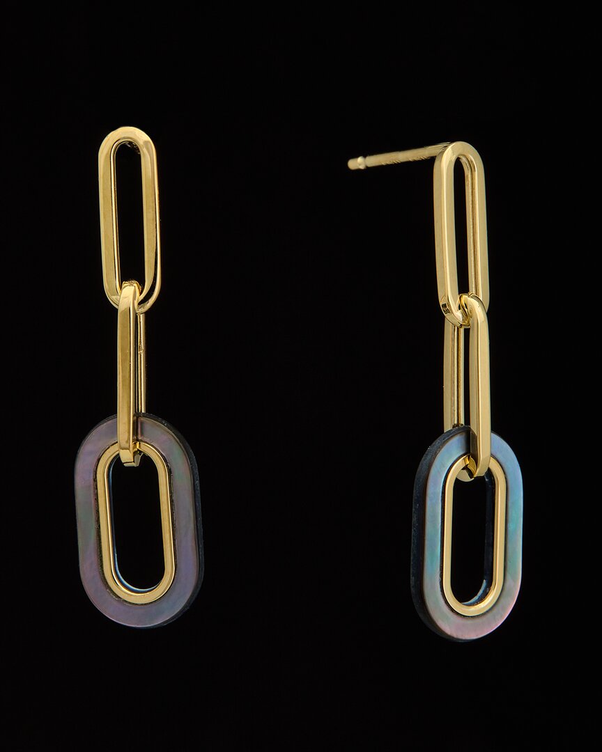 Italian Gold Pearl Paperclip Chain Earrings