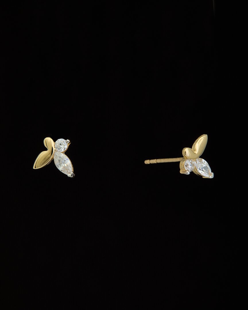 Italian Gold Cz Butterfly Earrings