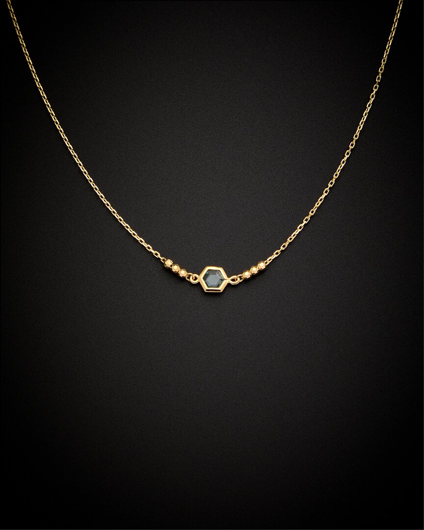 Italian Gold Blue Topaz Bead Necklace