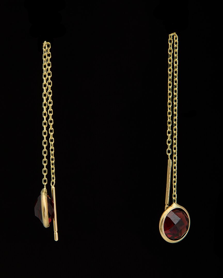 Italian Gold Garnet Threader Earrings
