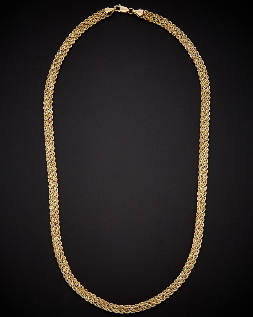Italian Gold Triple Row Semi-solid Rope Necklace